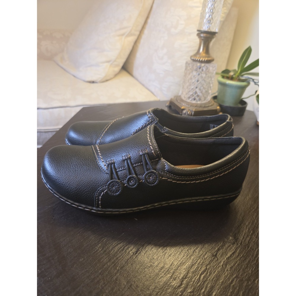 Clarks Collection Women's Ashland Effie Black Leather Loafers Size 8W NEW! $100 - Picture 3 of 15